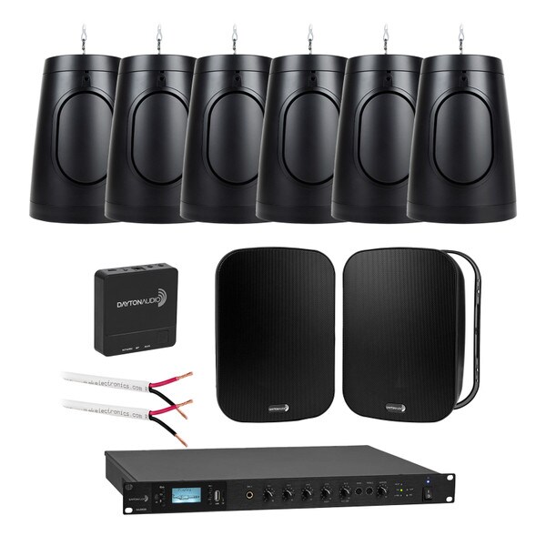 Main product image for Commercial Eight Speaker Sound System for Small Cafe Bar Restaurant Brewery Starter Package with FREE Wi-Fi Streamer Black300-6644